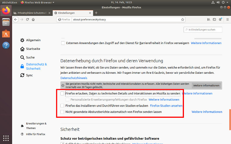 Firefox Datenschutz 4